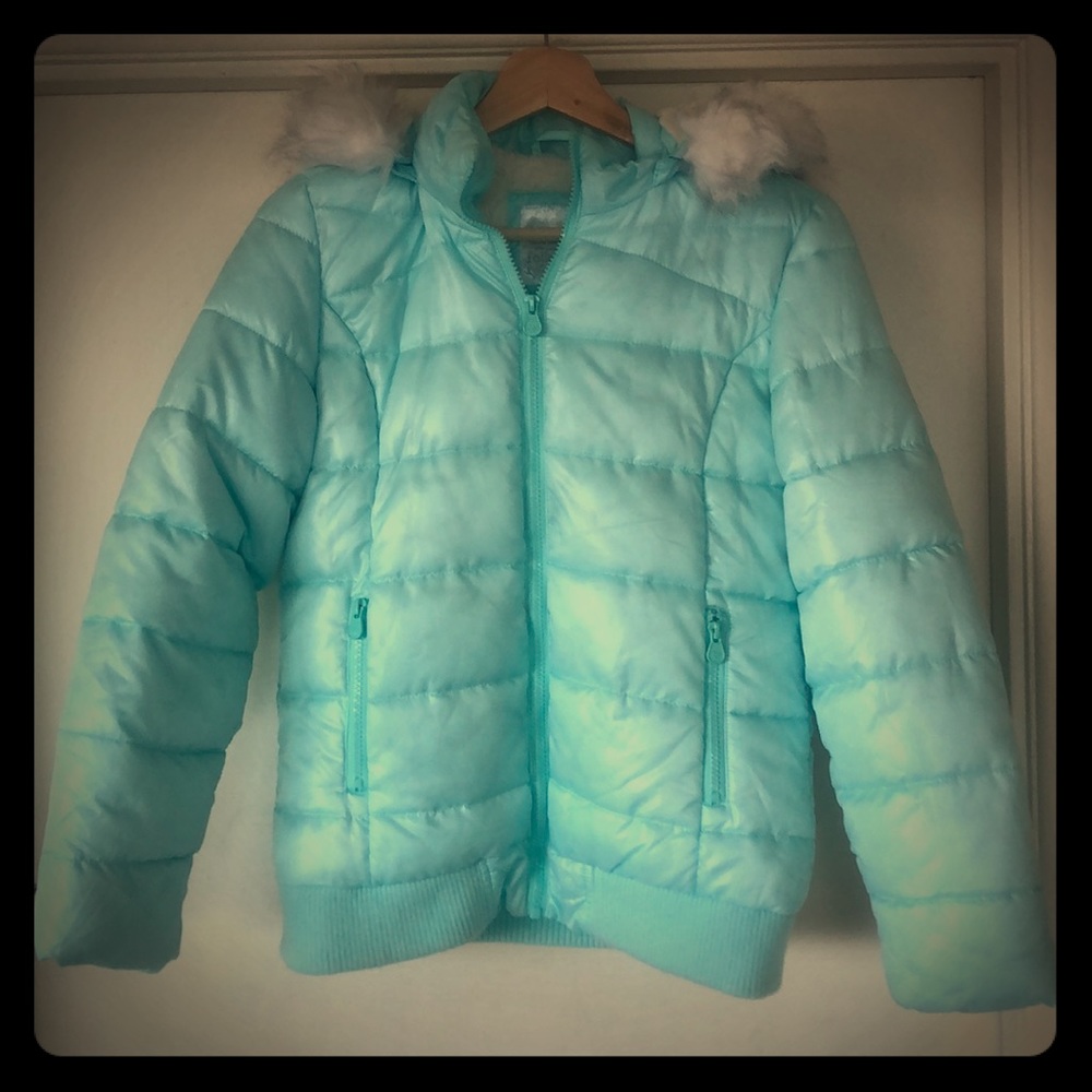Justice light blue puffer jacket